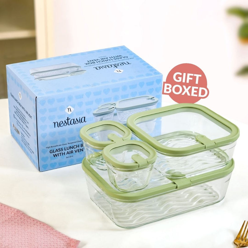 Vento Food Storage Container Set Of 4 220ml 1320ml 2500ml Sage Green