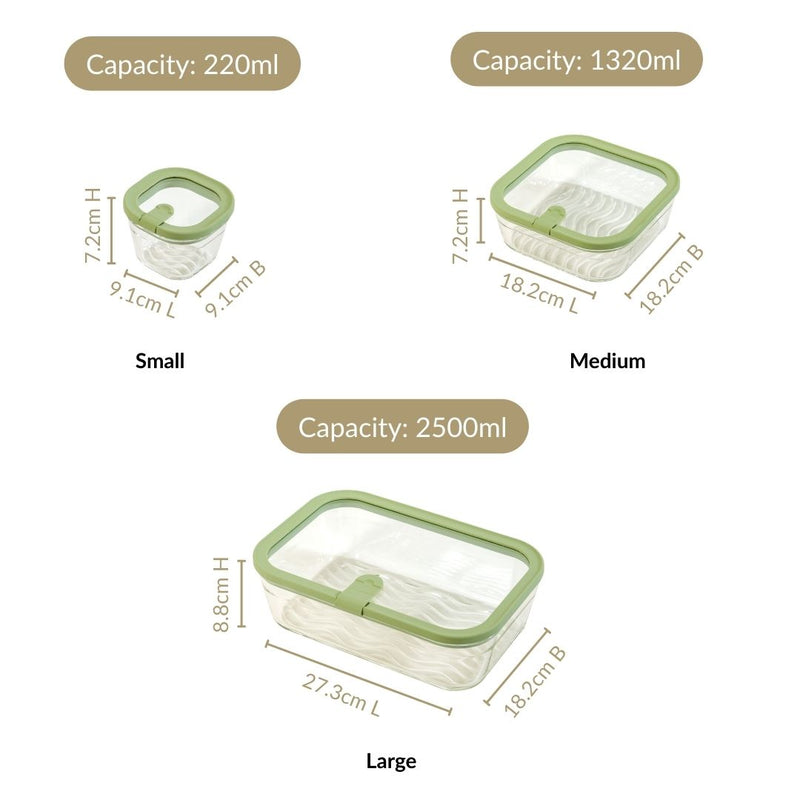 Vento Food Storage Container Set Of 4 220ml 1320ml 2500ml Sage Green