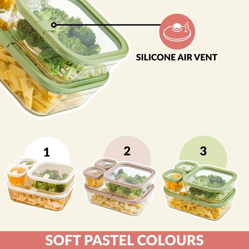 Vento Food Storage Container Set Of 4 220ml 1320ml 2500ml Sage Green