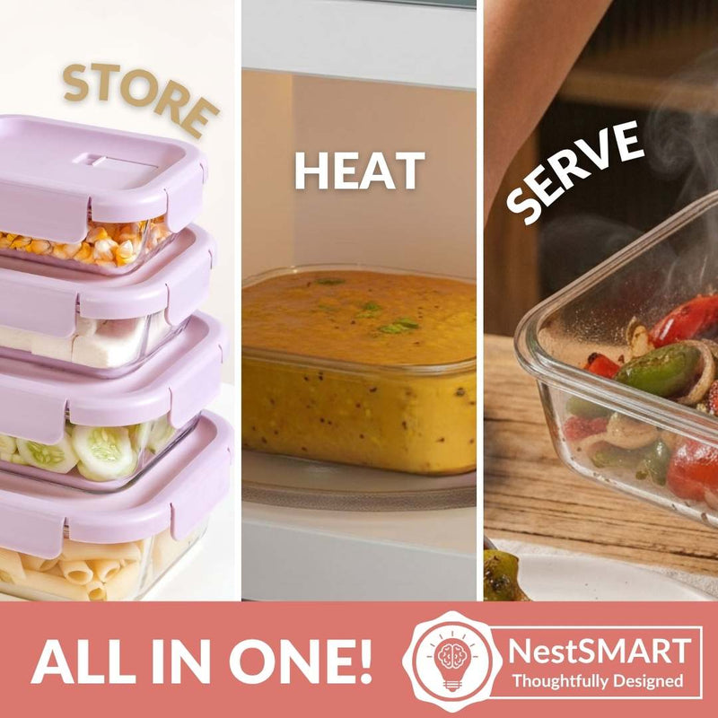 Venti Food Containers Lavender Set Of 4 370ml 660ml 1000ml 1500ml