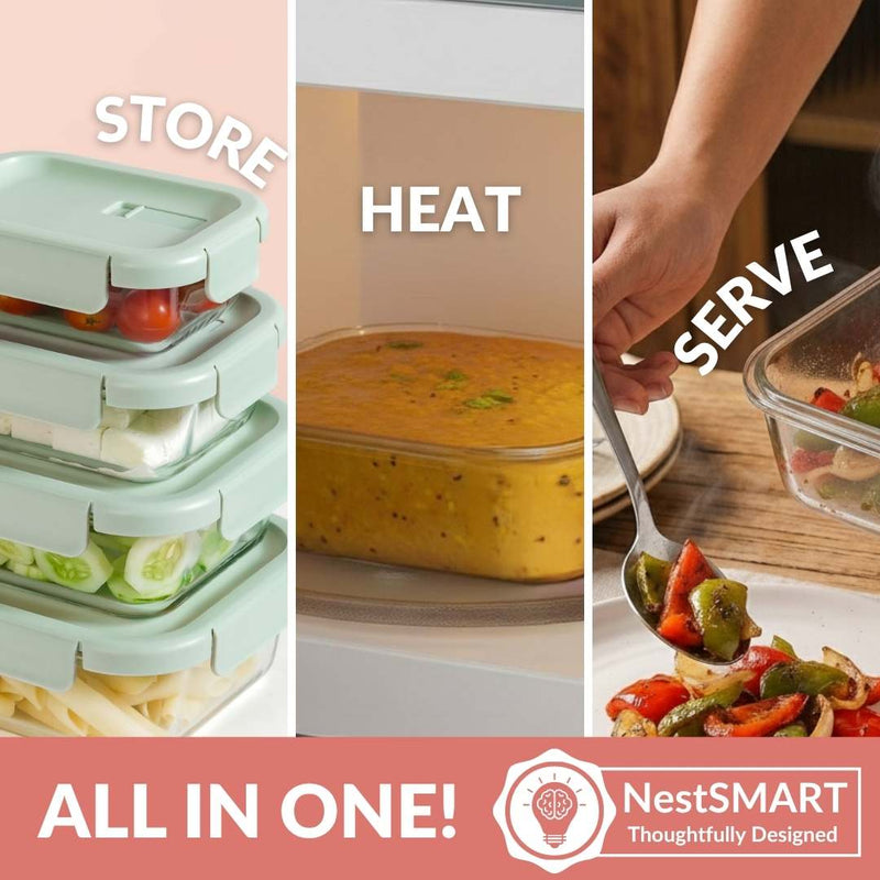 Venti Food Containers Sage Green Set Of 4 370ml 660ml 1000ml 1500ml