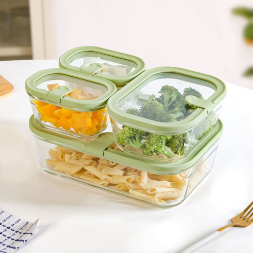 Vento Stackable Food Container Set Of 4 370ml 930ml 2500ml Green