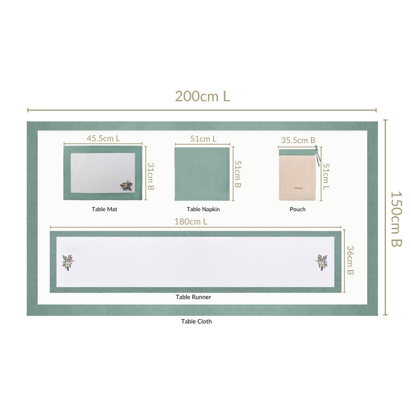 Ventosa Complete Table Linen Set With Mats Napkins Runner And Table Cloth In Teal