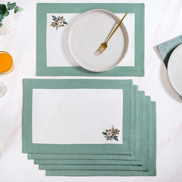 Ventosa Complete Table Linen Set With Mats Napkins Runner And Table Cloth In Teal