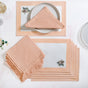 Ventosa Cotton Table Mat And Napkin Set Of 12 In Peach