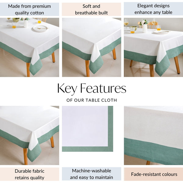 Ventosa Cotton Tablecloth For 6 Seater In Teal 200x150cm