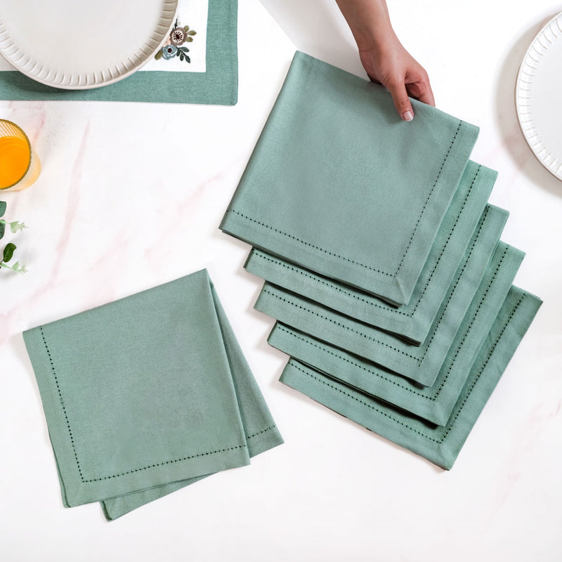 Ventosa Premium Cotton Hemstitched Dinner Napkins Set Of 6