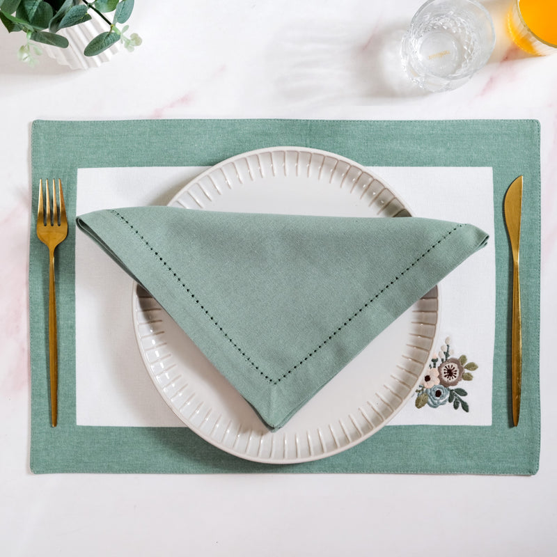 Ventosa Premium Cotton Hemstitched Dinner Napkins Set Of 6