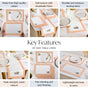 Ventosa Pure Cotton Table Runner And Placemat Set Of 7 In Peach