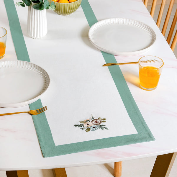 Ventosa Pure Cotton Table Runner In Teal 180x36cm