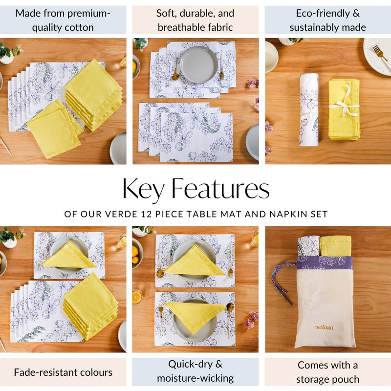 Verde 12 Piece Table Mat And Napkin Set