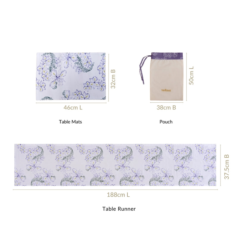 Verde Pure Cotton Table Runner And Placemat Set Of 7