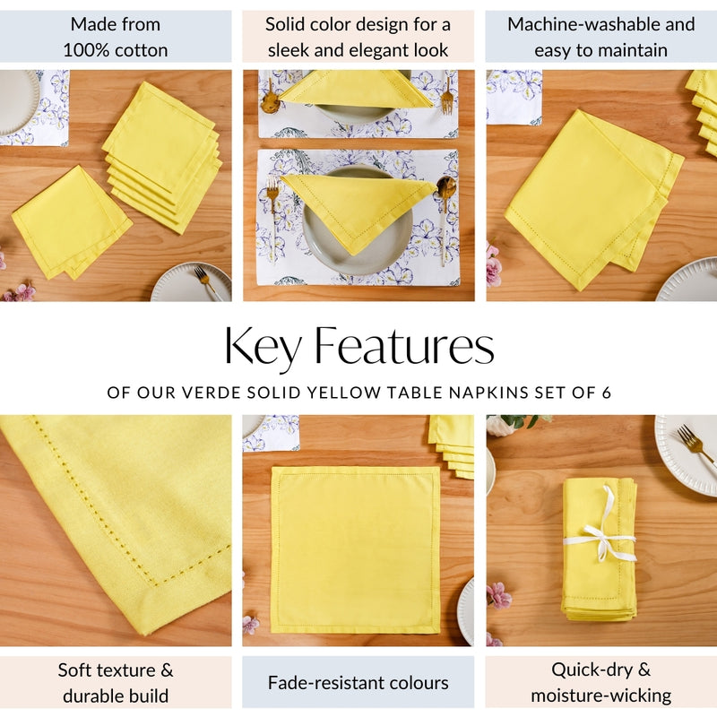 Verde Solid Green Table Napkins Set Of 6