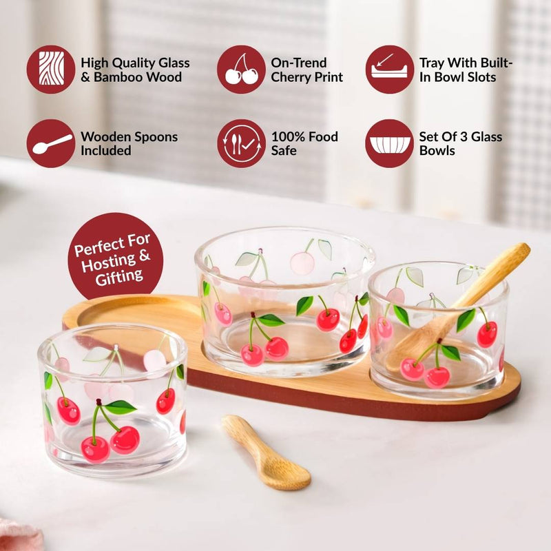 Very Cherry Platter With Spoon Set Of 6