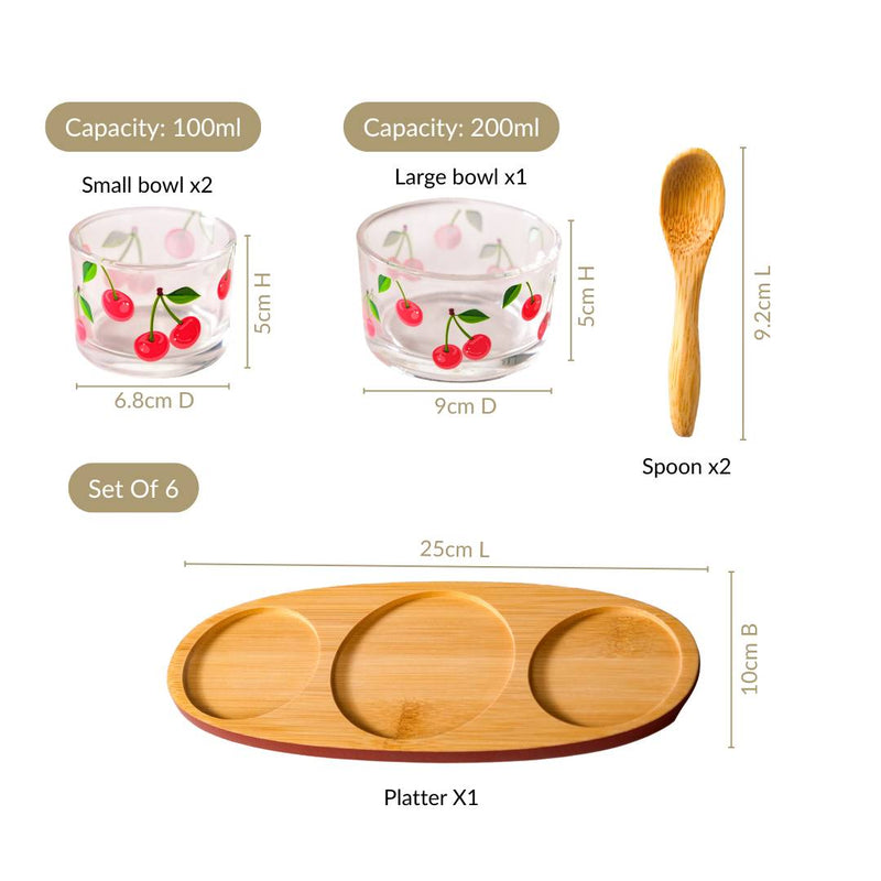 Very Cherry Platter With Spoon Set Of 6