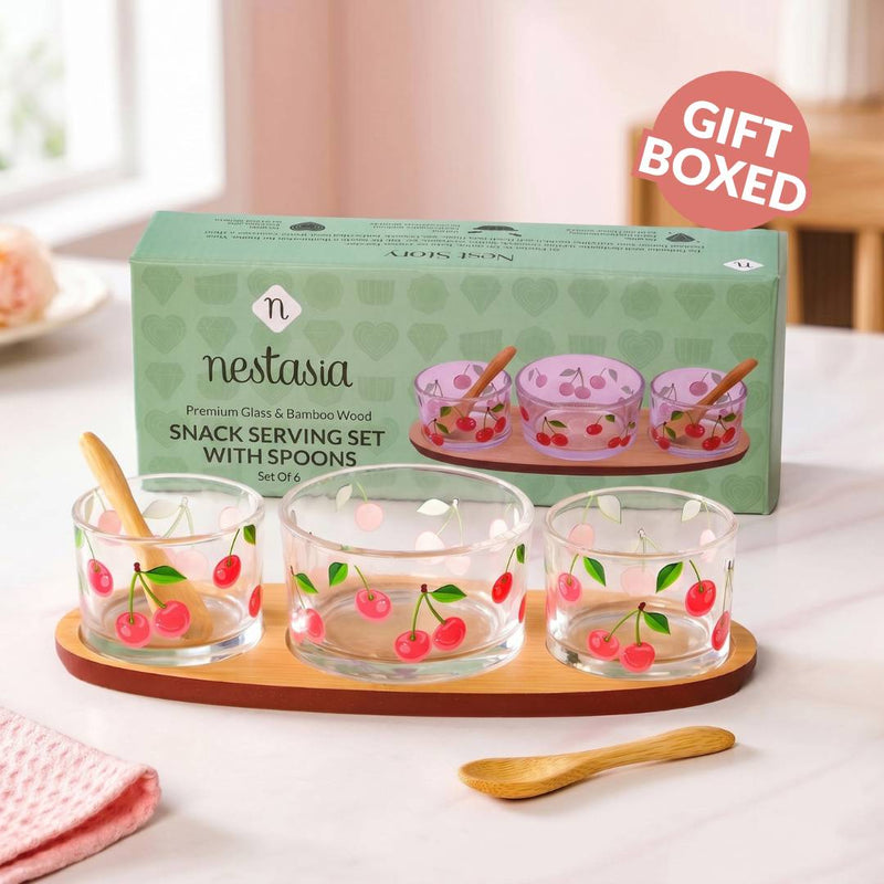 Very Cherry Platter With Spoon Set Of 6