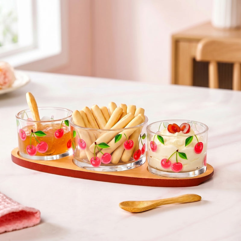Very Cherry Platter With Spoon Set Of 6