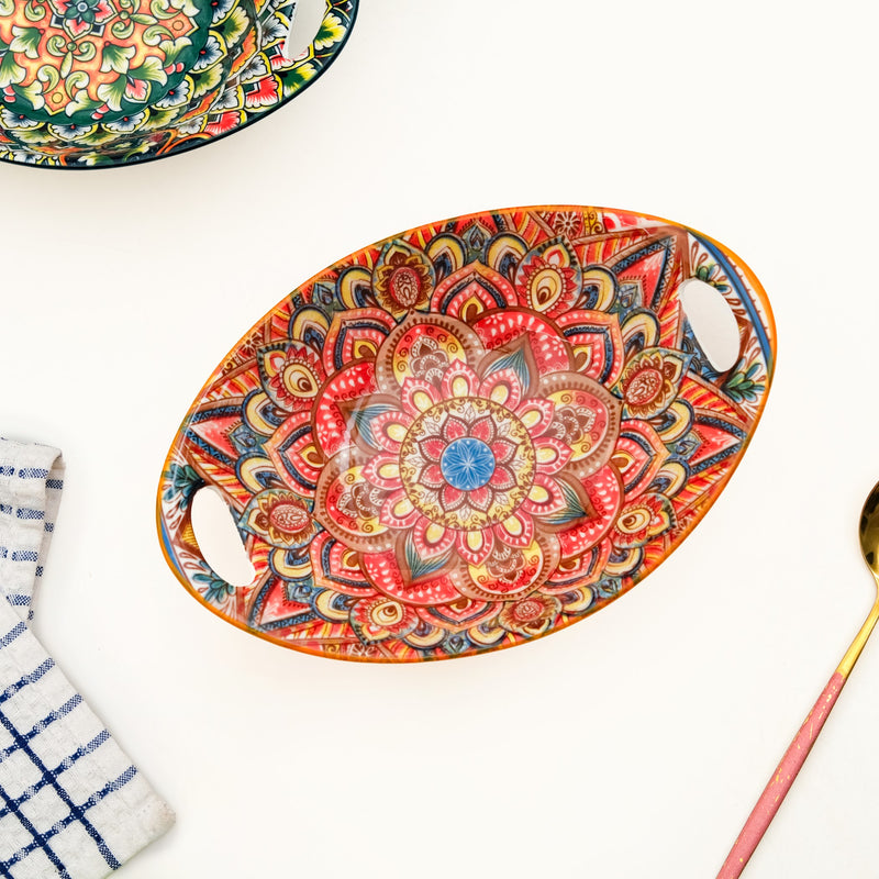 Vibrant Boho Mandala Ceramic Serving Platter 400ml