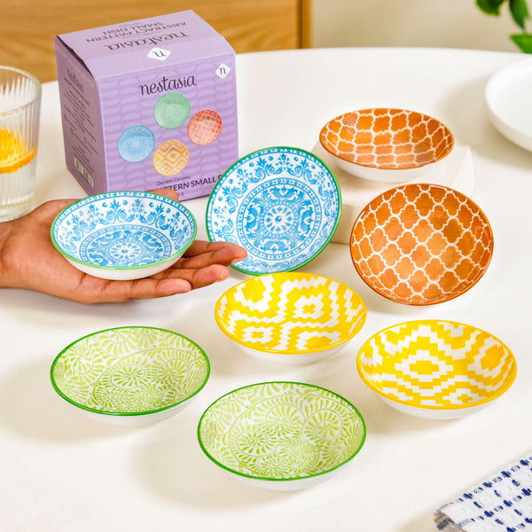 Vibrant Charm Ceramic Dip Bowl Set Of 8 70ml