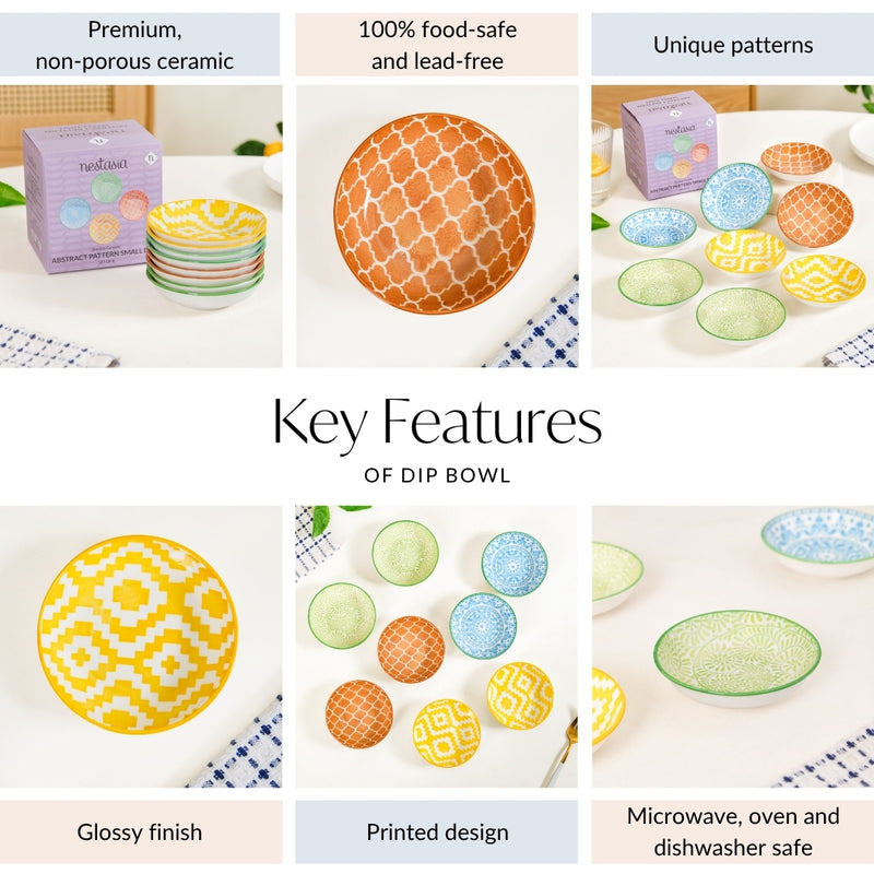 Vibrant Charm Ceramic Dip Bowl Set Of 8 70ml