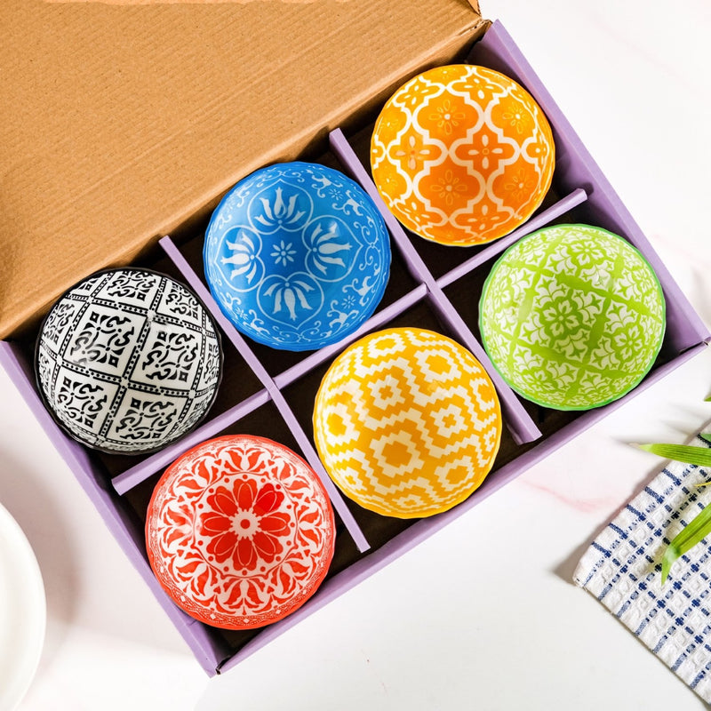 Vibrant Charm Ceramic Soup Bowl Set Of 6 300ml