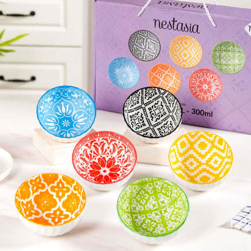 Vibrant Charm Ceramic Soup Bowl Set Of 6 300ml