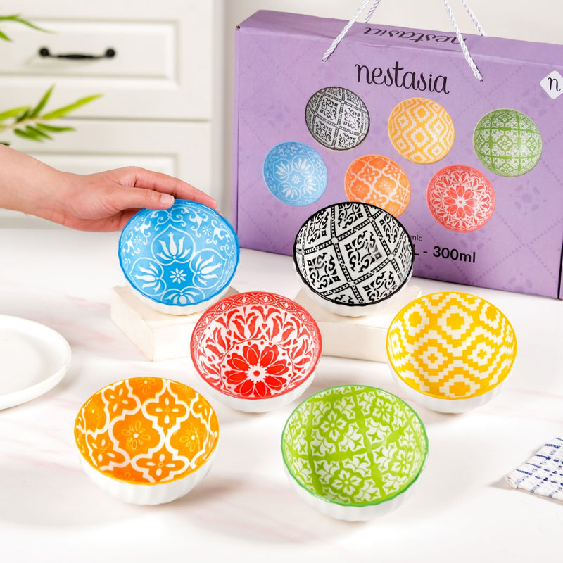 Vibrant Charm Ceramic Soup Bowl Set Of 6 300ml