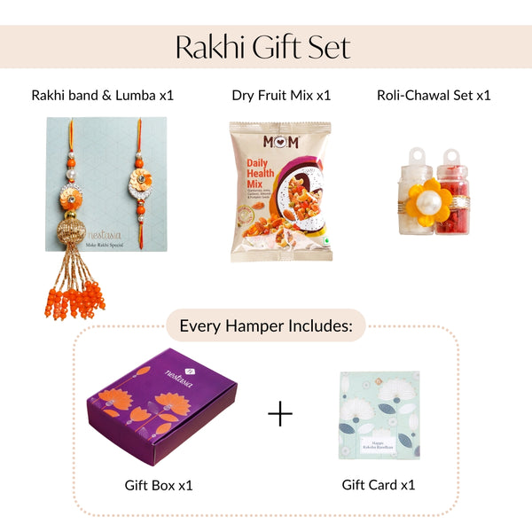 Vibrant Coloured Rakhi Lumba Set For Brother And Bhabhi