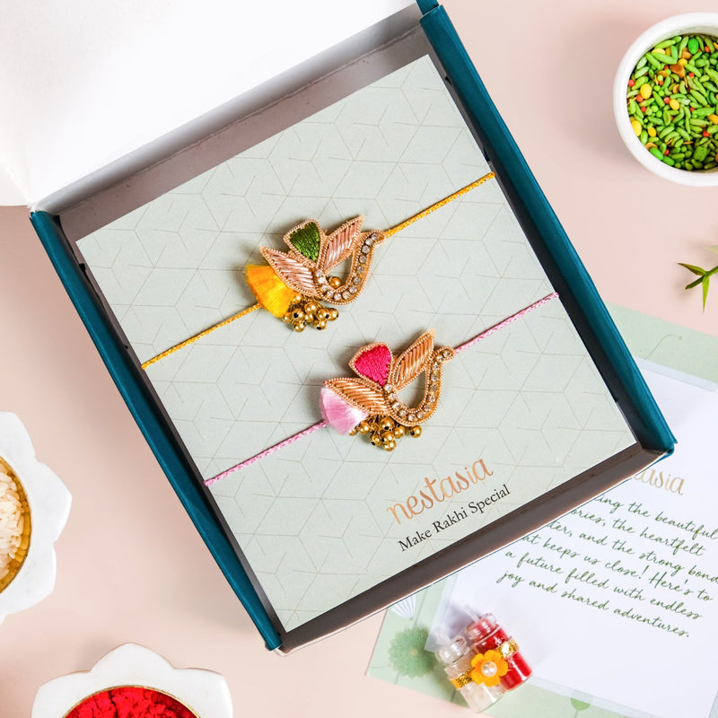 Vibrant Fern Rakhi Duo Gift Set