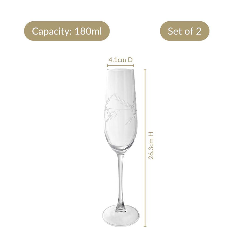 Vinea Etched Champagne Glass Set Of 2 180ml