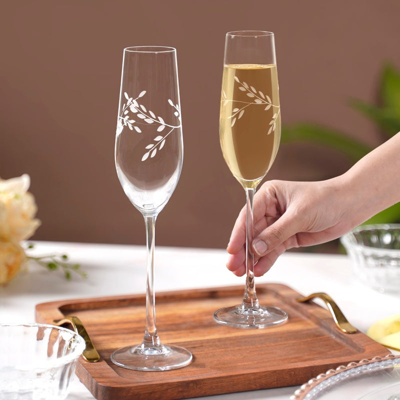 Vinea Etched Champagne Glass Set Of 2 180ml