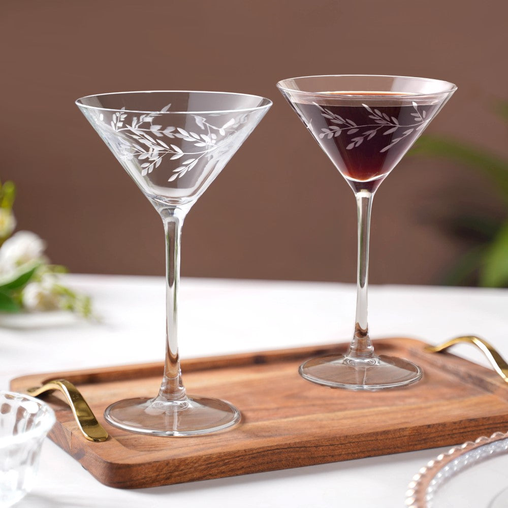 Vinea Etched Martini Glass Set Of 2 220ml
