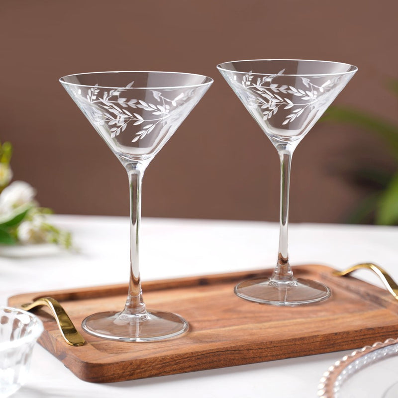 Vinea Etched Martini Glass Set Of 2 220ml