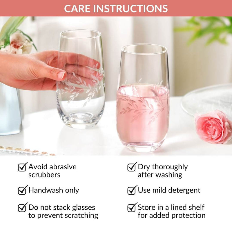 Vinea Etched Tall Glass Tumbler Set Of 2 520ml