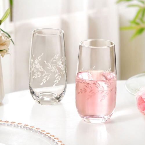 Vinea Etched Tall Glass Tumbler Set Of 2 520ml