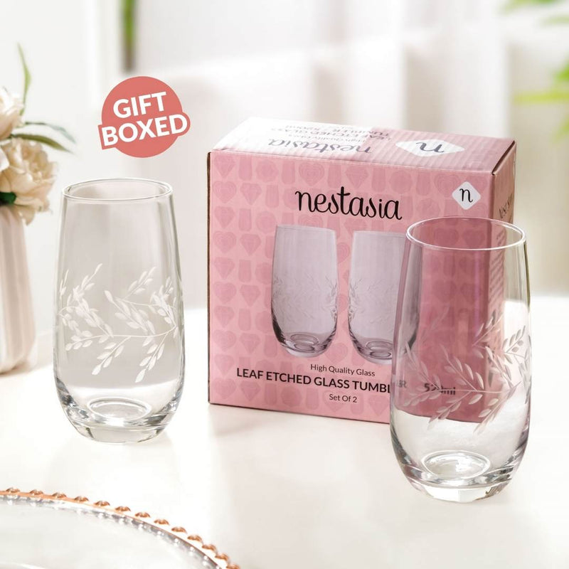 Vinea Etched Tall Glass Tumbler Set Of 2 520ml