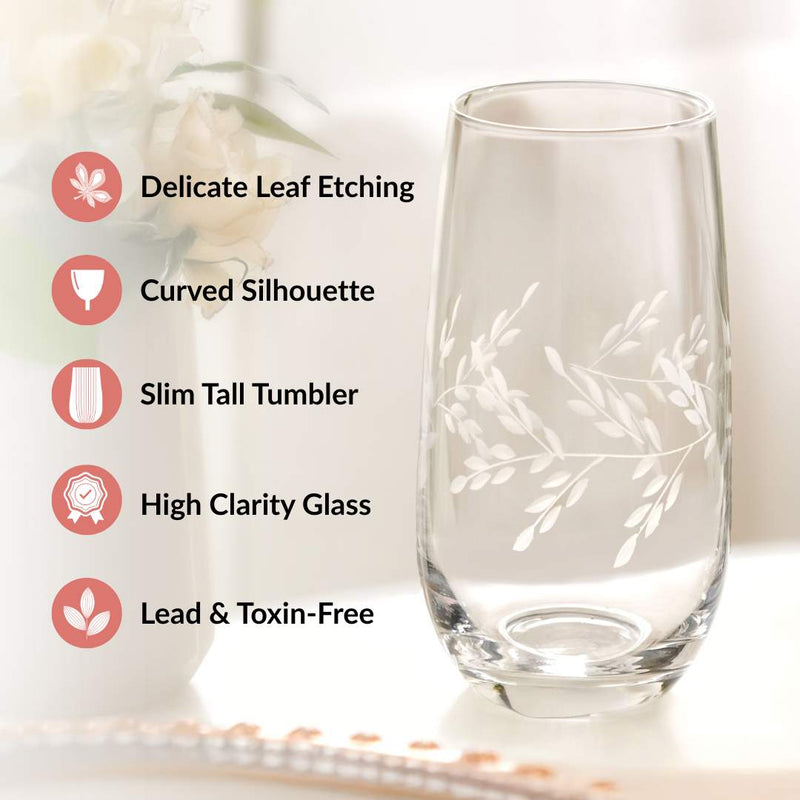 Vinea Etched Tall Glass Tumbler Set Of 2 520ml