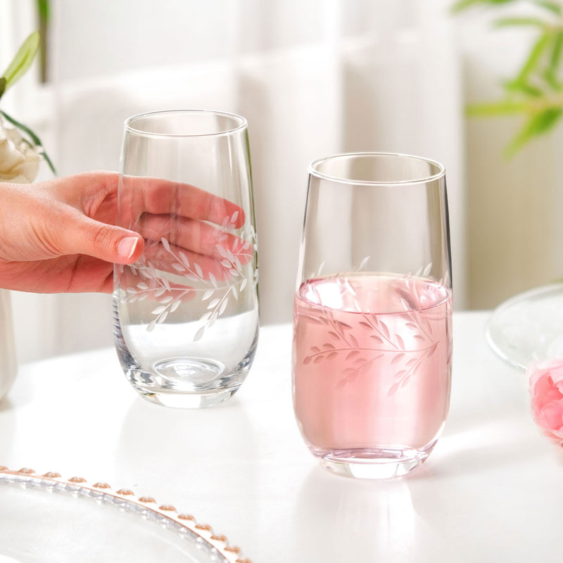 Vinea Etched Tall Glass Tumbler Set Of 2 520ml