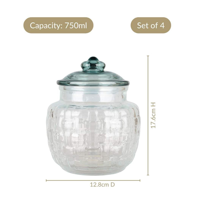 Vintage Basket Weave Jar Set Of 4 750ml