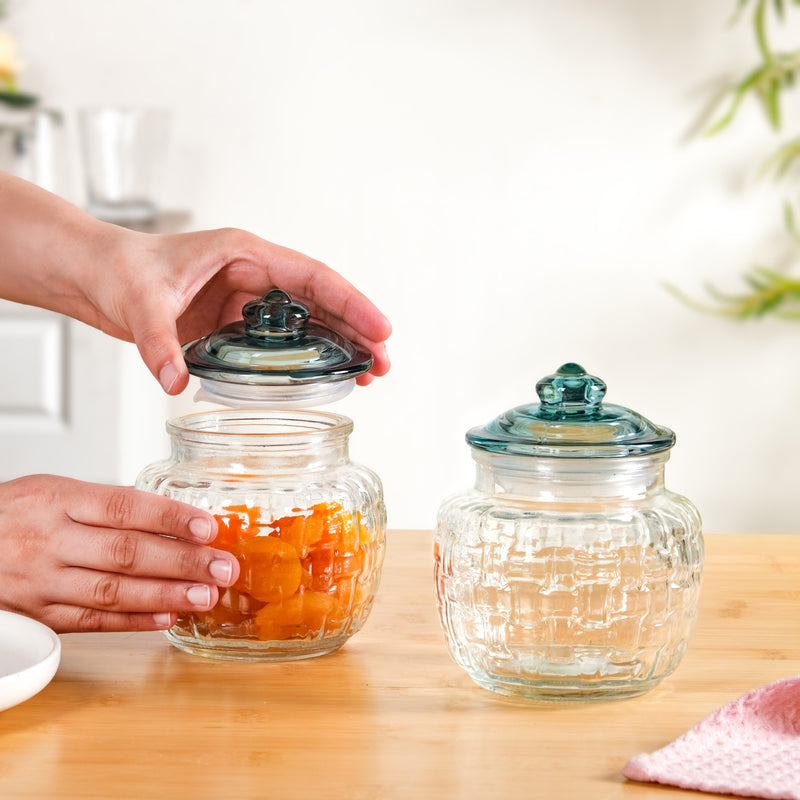 Vintage Basket Weave Jar Set Of 4 750ml