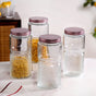 Vintage Embossed  Glass Jar With Rose Gold Lid Set Of 4 1500ml
