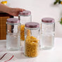 Vintage Embossed  Glass Jar With Rose Gold Lid Set Of 4 1500ml