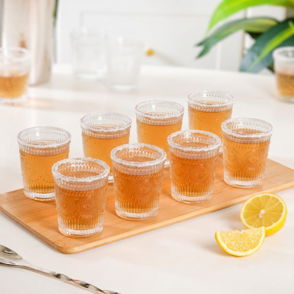 Vintage Embossed Shot Glass Set Of 12 55ml