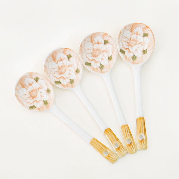 Floral Soup Bowl Set Of 4 With Spoons 370ml
