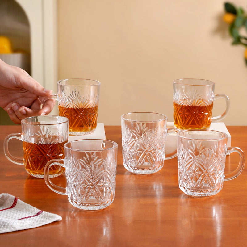 Vintage Panelled Embossed Mugs Set Of 6 229ml