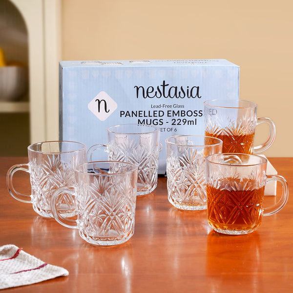 Vintage Embossed Mugs Set Of 6 229ml