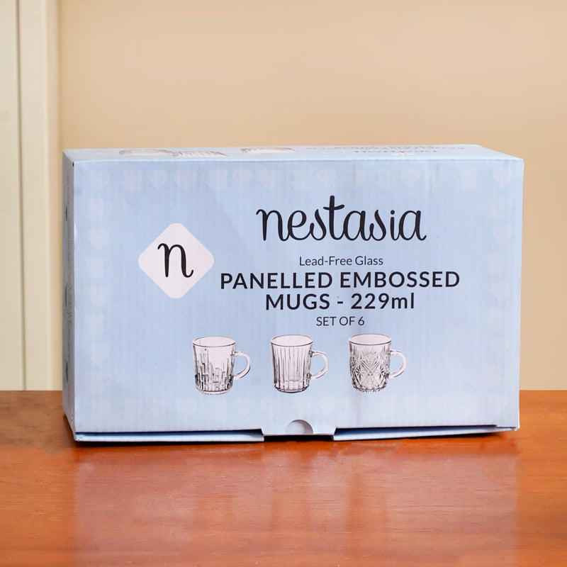 Vintage Panelled Embossed Mugs Set Of 6 229ml