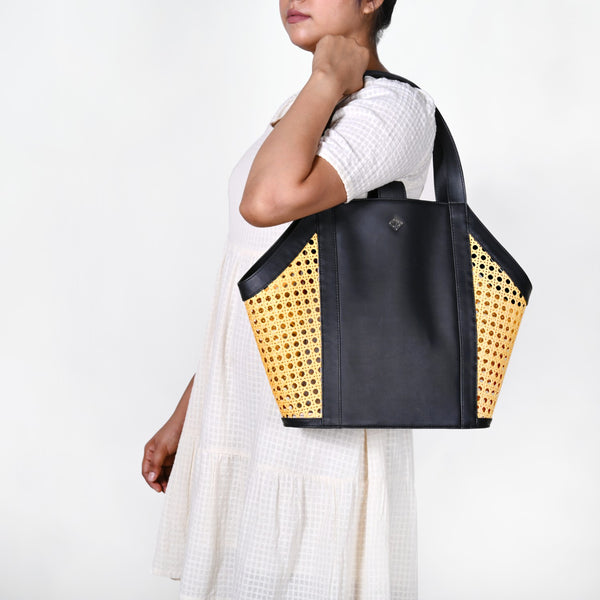 Vintage Rattan Webbing Tote Bag
