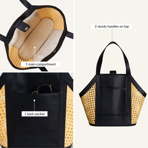 Vintage Rattan Webbing Tote Bag