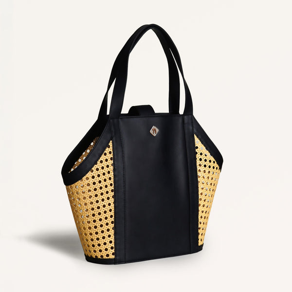 Vintage Rattan Webbing Tote Bag